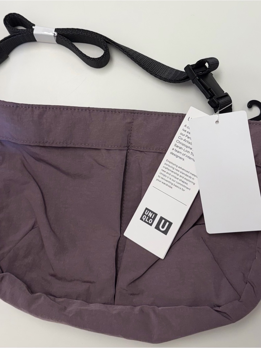 Uniqlo Lavender Purple Crossbody Bag with Black Strap